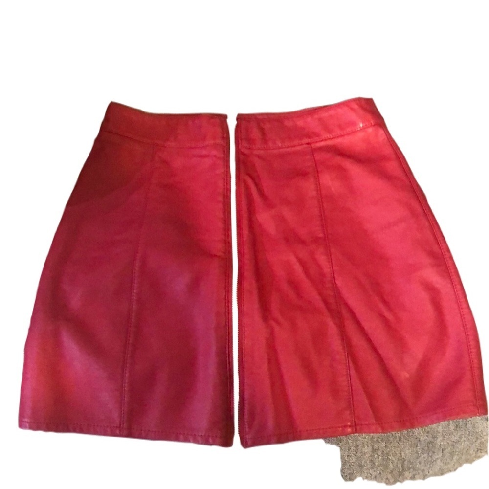 F21 Red pleather mini skirt S